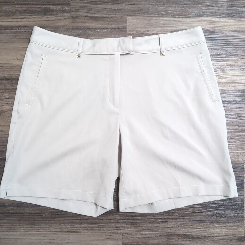 LADY HAGEN Womens Size 34" Beige Span Blend Flat Front Golf Athletic Shorts G16โ